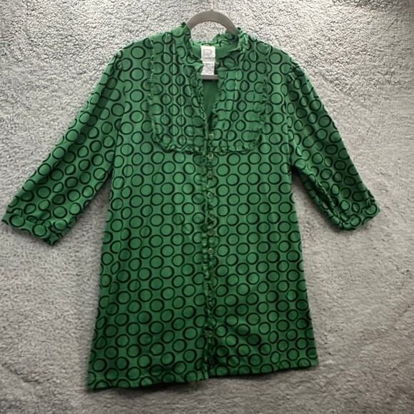 Roaman's Women's Large Green Shirt Dress‎ Modern Circle Design Casual Summer - Picture 5 of 9